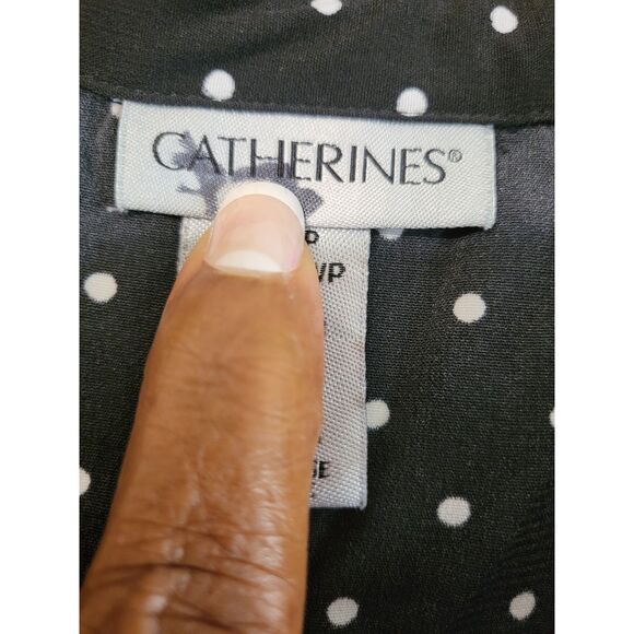 Catherine's Black Polka Dot Popover Tunic Top Women Petite Plus Sz 2XWP Mature - Picture 6 of 7